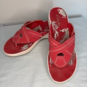 CLARKS Slip On Sandal Womens 6 Pink Coral Shell Beach Summer Pool